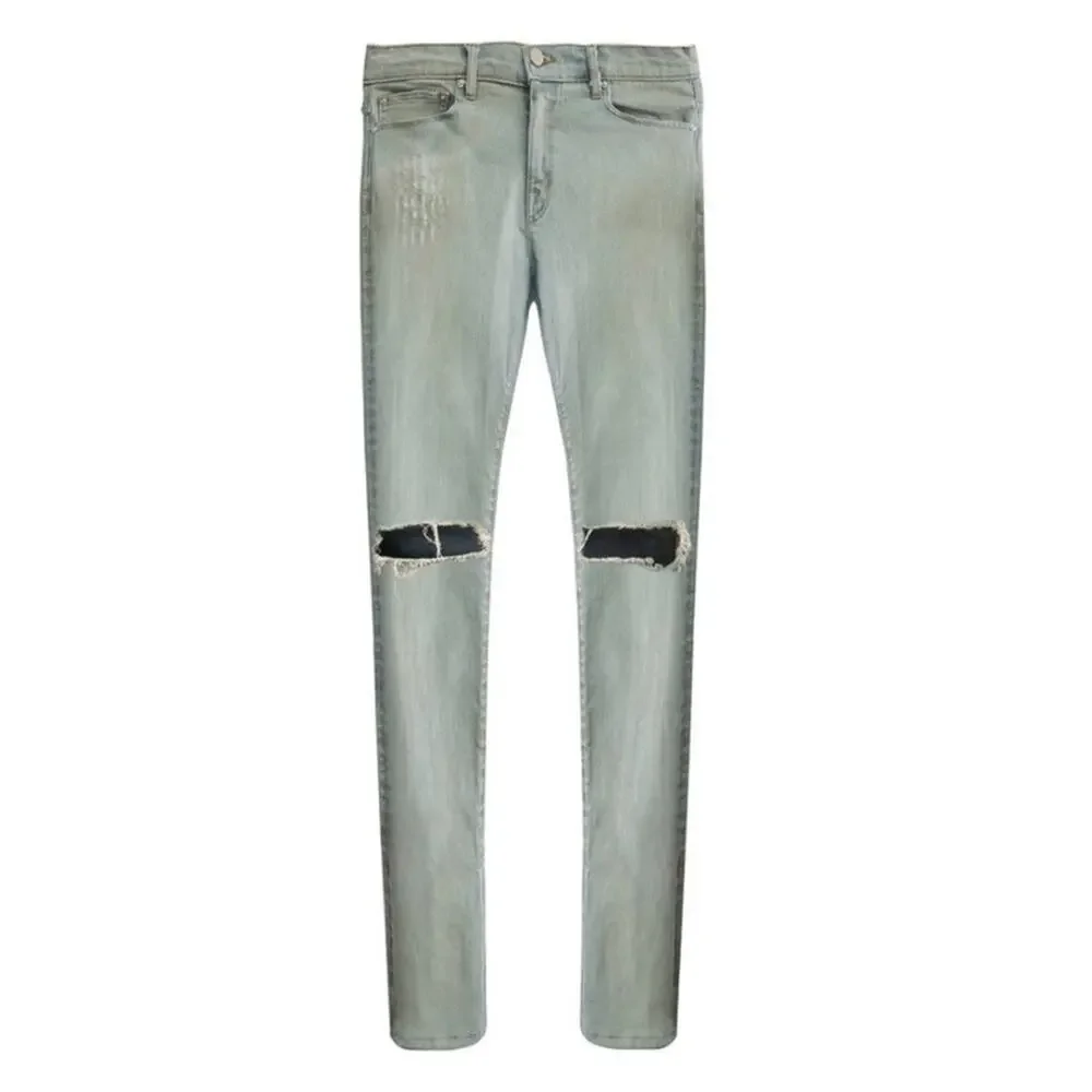 Oro Los Angeles Mecanico Skinny Jeans Distressed Zip Hem Men’s 28x32